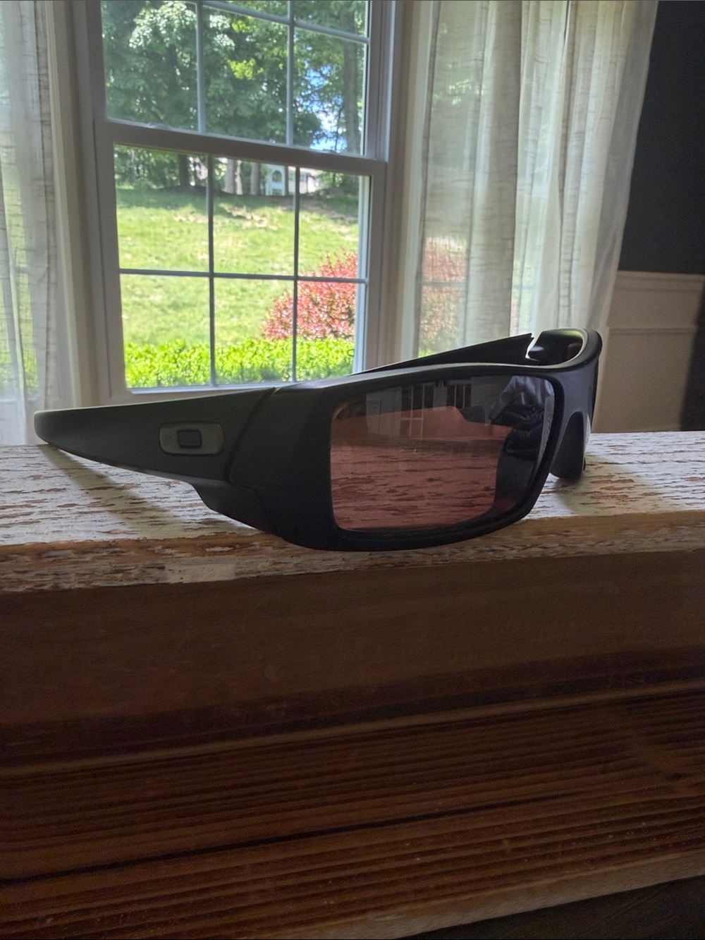 Oakley Matte Black Sunglasses with Rose Lenses